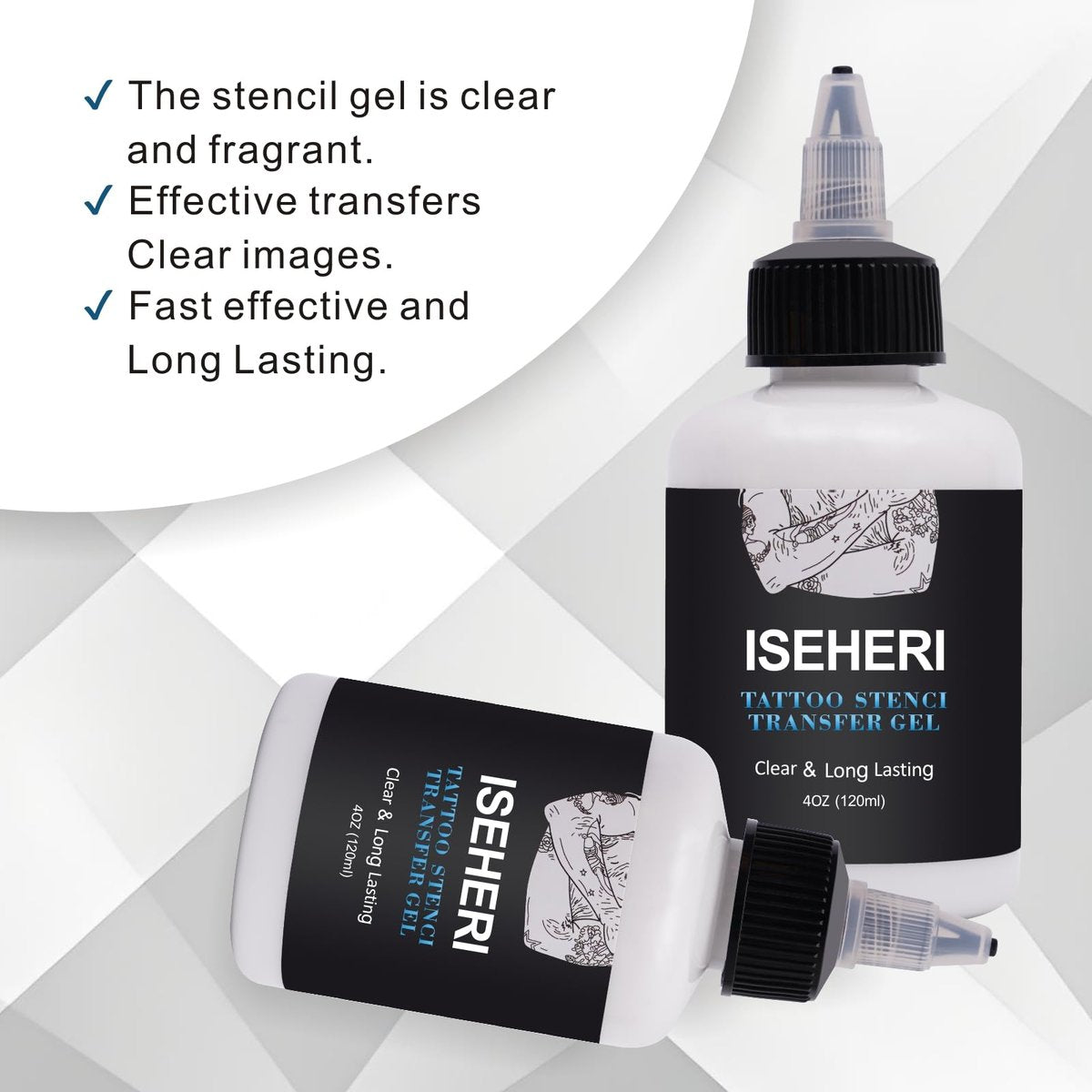 ISEHERI Tattoo Transfer Gel, 4oz Stencil Cream - Fast & Clear Long Lasting Solution for Tattoo Artists - Supplies - görsel 11