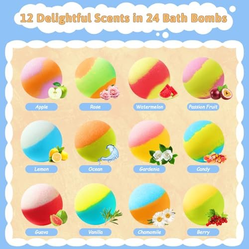 JuraFizz 24-Pack Bath Bombs for Kids with Surprise Inside – Puppy & Cat Toys, Child-Safe Natural Fizzies for Girls and Boys, Birthday Party Favors Avelisse