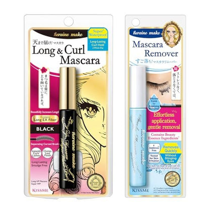 HEROINE MAKE by KISSME Waterproof Mascara Black - Volume & Length with Defining Fiber, Long Curl Eye Makeup, Gentle Mascara Remover Oil Free, Made in Japan (2 Set) Avelisse
