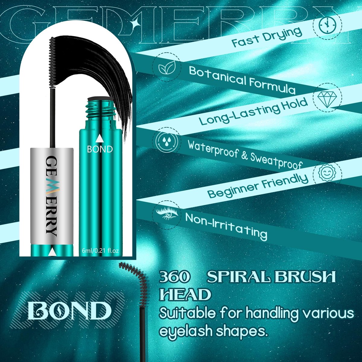 GEMERRY Lash Bond and Seal Waterproof 12ml Eyelash Glue for Clusters – Long Lasting 72-96 Hours, At-Home Use - görsel 5
