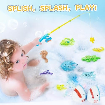 JOI MEW Shark Bath Bombs for Kids with Surprise Fishing Toy Set - 8 Exploding Bath Balls & 9 Fishing Toys, Natural Handmade Organic Fizzies, Ideal Gift for Boys Girls Avelisse