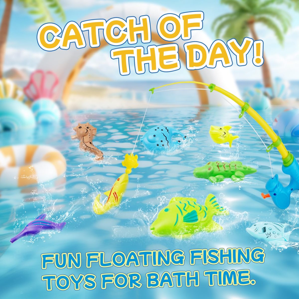 JOI MEW Shark Bath Bombs for Kids with Surprise Fishing Toy Set - 8 Exploding Bath Balls & 9 Fishing Toys, Natural Handmade Organic Fizzies, Ideal Gift for Boys Girls Avelisse