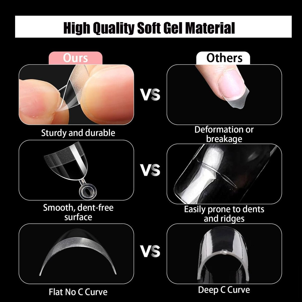 HWHUNO 480Pcs Extra Short Half Cover Almond & Tapered Square Nail Tips - Clear Acrylic Gel Nail Tips Set, XXS Pre-Shaped for Manicure Home DIY Salon, 12 Sizes - görsel 11
