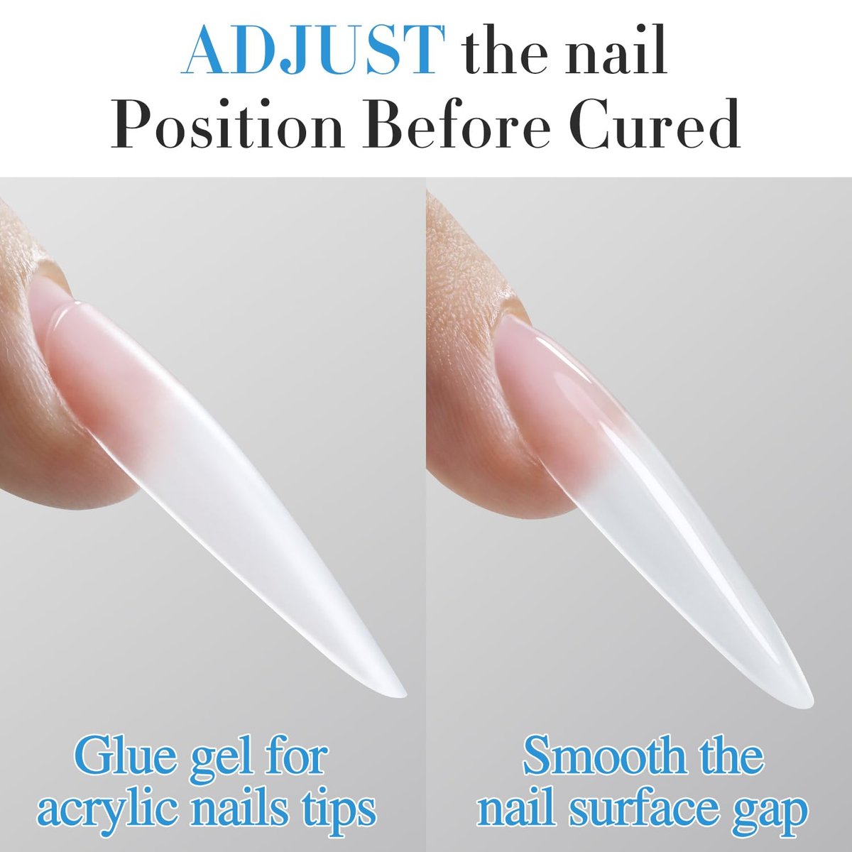 Double Rhythm 2 Pcs 0.5 Oz Nail Glue Gel Set for False Acrylic Nail Tips and Press on Nails - UV Resin Gel Nail Polish Kit for Salon DIY, No Lamp Needed (Clear) - görsel 11