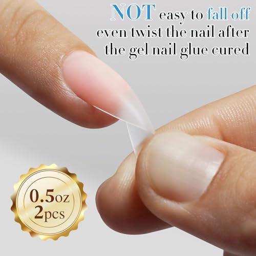 Double Rhythm 2 Pcs 0.5 Oz Nail Glue Gel Set for False Acrylic Nail Tips and Press on Nails - UV Resin Gel Nail Polish Kit for Salon DIY, No Lamp Needed (Clear) - görsel 16