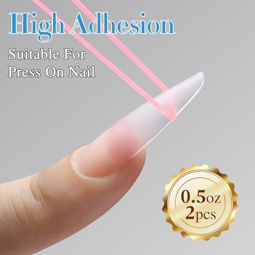 Double Rhythm 2 Pcs 0.5 Oz Nail Glue Gel Set for False Acrylic Nail Tips and Press on Nails - UV Resin Gel Nail Polish Kit for Salon DIY, No Lamp Needed (Clear) - görsel 14