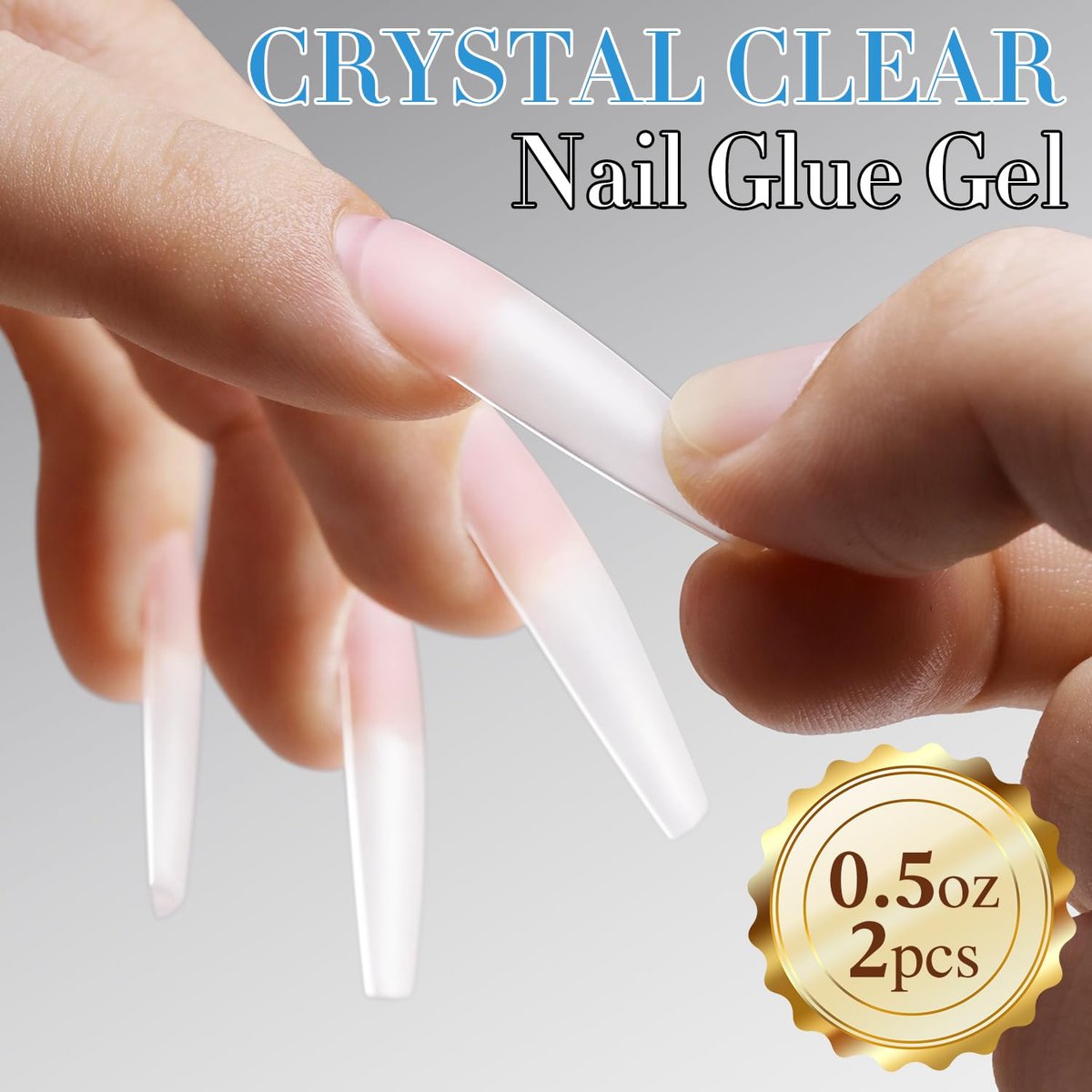 Double Rhythm 2 Pcs 0.5 Oz Nail Glue Gel Set for False Acrylic Nail Tips and Press on Nails - UV Resin Gel Nail Polish Kit for Salon DIY, No Lamp Needed (Clear) - görsel 3