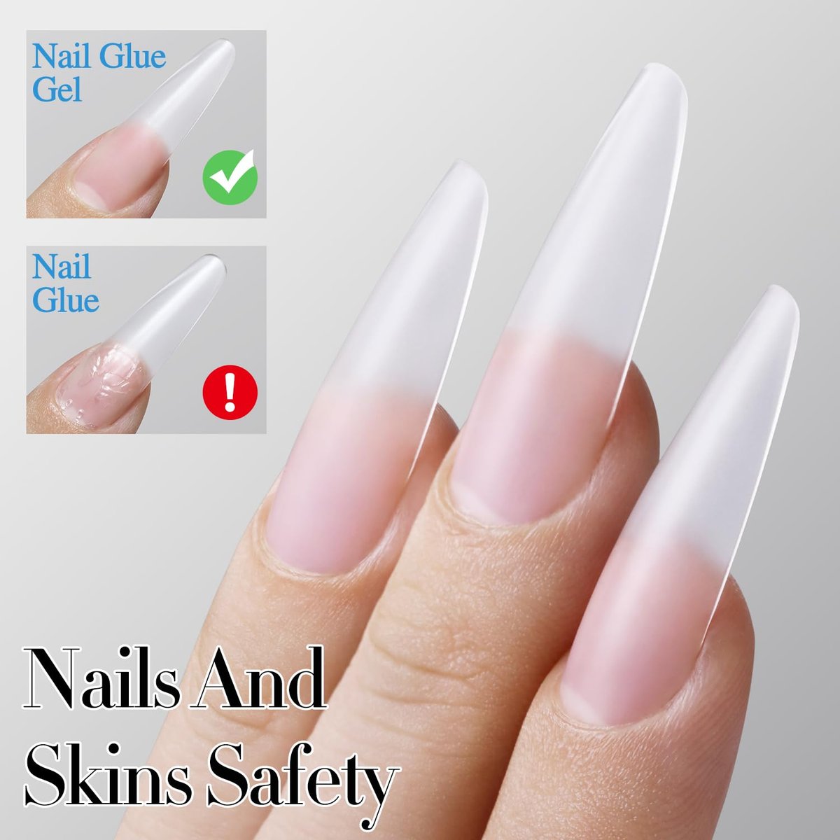 Double Rhythm 2 Pcs 0.5 Oz Nail Glue Gel Set for False Acrylic Nail Tips and Press on Nails - UV Resin Gel Nail Polish Kit for Salon DIY, No Lamp Needed (Clear) - görsel 7