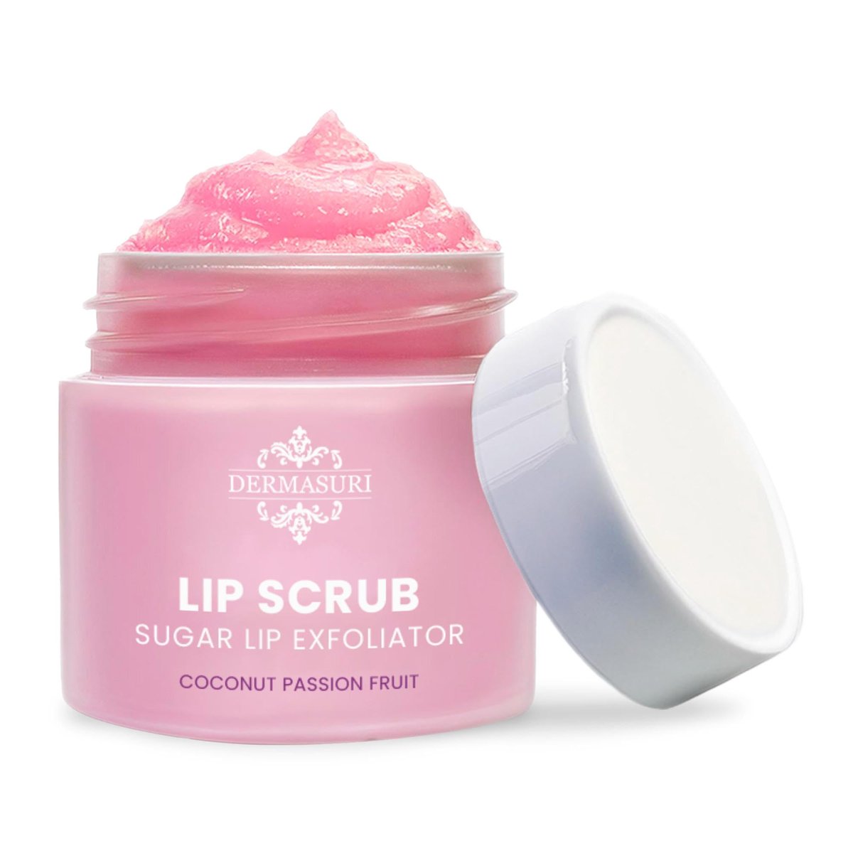 Dermasuri Lip Exfoliator Scrub & Moisturizer – Sugar Scrub for Dark Lips, Overnight Hydration, Coconut Passion Fruit – 0.7 oz - görsel 2