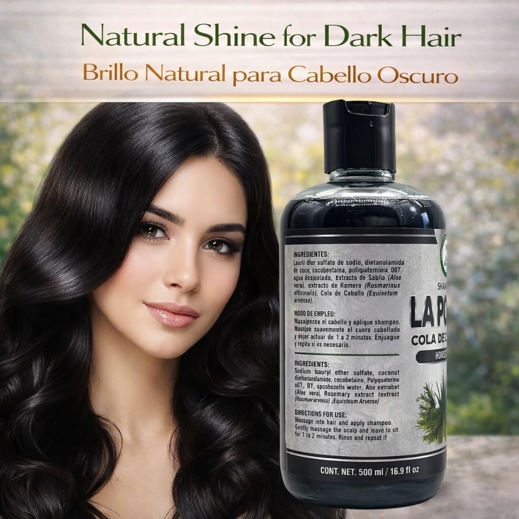 La Potra Cola de Caballo Shampoo Negro – 500ml | With Rosemary & Aloe Vera | For Dark to Black Colored Hair - görsel 5
