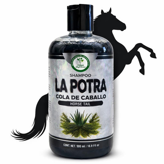 La Potra Cola de Caballo Shampoo Negro – 500ml | With Rosemary & Aloe Vera | For Dark to Black Colored Hair