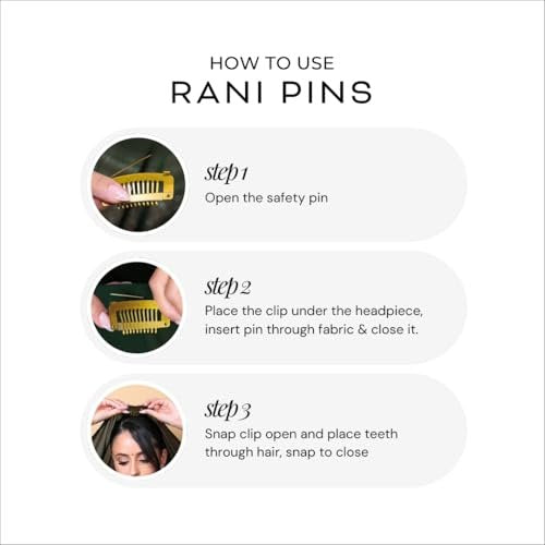 Rani Pins Premium 6 Large Heavy Duty Dupatta Clips - Black, Gold, Silver - Securely Attach Dupatta, Chunni, Hijab, Veils & Wigs to Hair Avelisse