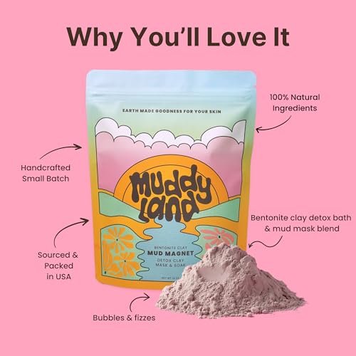 Muddyland Mud Magnet: Bentonite Clay Detox Mud Bath Soak & Full Body Mud Mask with Epsom Salt – 14 oz Avelisse
