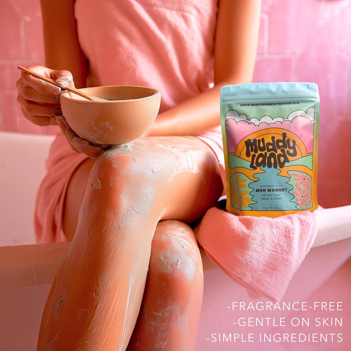 Muddyland Mud Magnet: Bentonite Clay Detox Mud Bath Soak & Full Body Mud Mask with Epsom Salt – 14 oz Avelisse