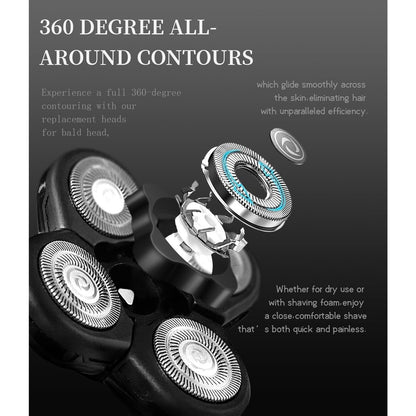 Pinkind Replacement Shaver Heads Compatible with Freebird Shaver – 5 Blade Refills for Bald Men, Electric Razor Replacement Heads with 3 Cleaning Brushes Avelisse