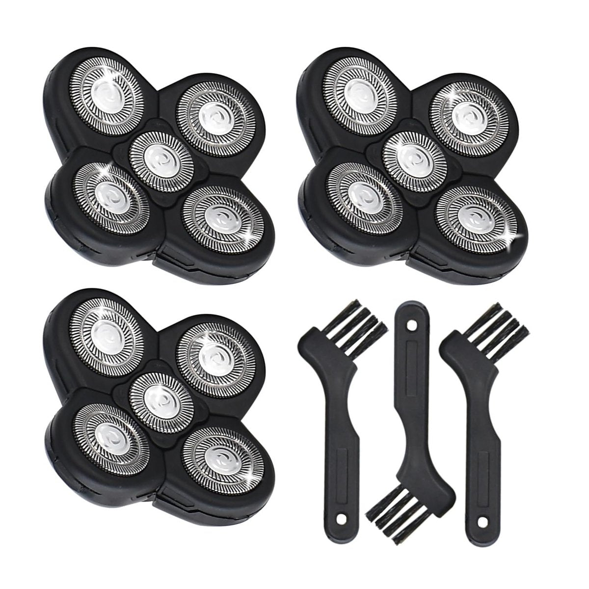 Pinkind Replacement Shaver Heads Compatible with Freebird Shaver – 5 Blade Refills for Bald Men, Electric Razor Replacement Heads with 3 Cleaning Brushes Avelisse