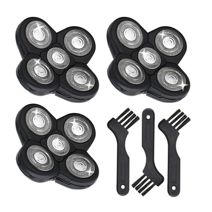 Pinkind Replacement Shaver Heads Compatible with Freebird Shaver – 5 Blade Refills for Bald Men, Electric Razor Replacement Heads with 3 Cleaning Brushes Avelisse