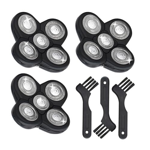 Pinkind Replacement Shaver Heads Compatible with Freebird Shaver – 5 Blade Refills for Bald Men, Electric Razor Replacement Heads with 3 Cleaning Brushes Avelisse