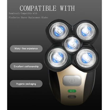 Pinkind Replacement Shaver Heads Compatible with Freebird Shaver – 5 Blade Refills for Bald Men, Electric Razor Replacement Heads with 3 Cleaning Brushes Avelisse