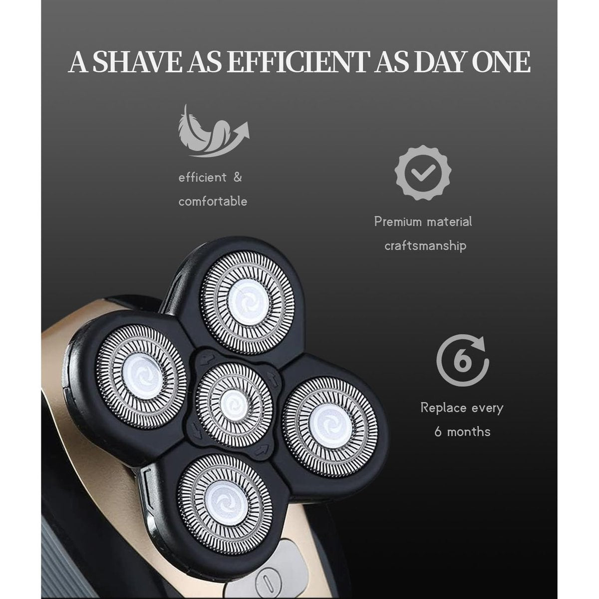Pinkind Replacement Shaver Heads Compatible with Freebird Shaver – 5 Blade Refills for Bald Men, Electric Razor Replacement Heads with 3 Cleaning Brushes Avelisse
