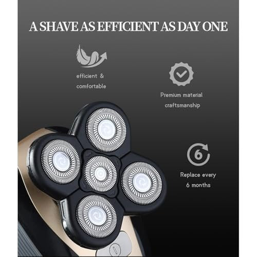 Pinkind Replacement Shaver Heads Compatible with Freebird Shaver – 5 Blade Refills for Bald Men, Electric Razor Replacement Heads with 3 Cleaning Brushes Avelisse