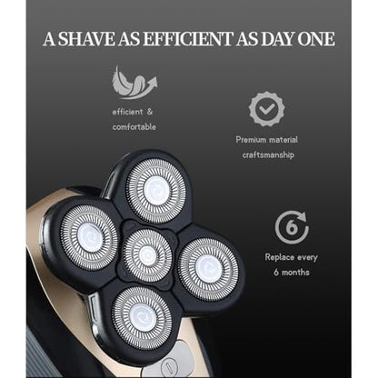 Pinkind Replacement Shaver Heads Compatible with Freebird Shaver – 5 Blade Refills for Bald Men, Electric Razor Replacement Heads with 3 Cleaning Brushes Avelisse