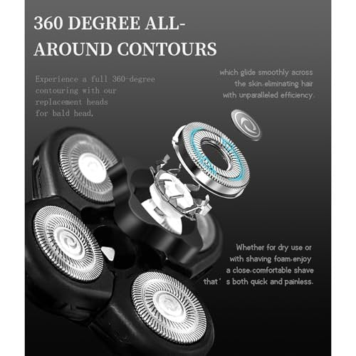 Pinkind Replacement Shaver Heads Compatible with Freebird Shaver – 5 Blade Refills for Bald Men, Electric Razor Replacement Heads with 3 Cleaning Brushes Avelisse