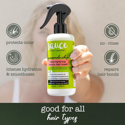 SAUCE BEAUTY Bond-Repairing Leave-In Hair Mask, Guacamole Whip - 8 fl oz (236 ml) Avelisse