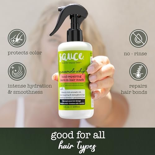 SAUCE BEAUTY Bond-Repairing Leave-In Hair Mask, Guacamole Whip - 8 fl oz (236 ml) Avelisse