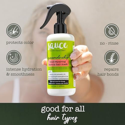 SAUCE BEAUTY Bond-Repairing Leave-In Hair Mask, Guacamole Whip - 8 fl oz (236 ml) Avelisse