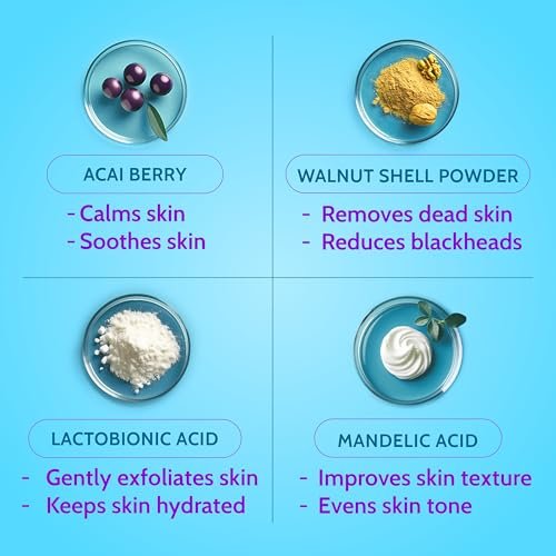 Chemist At Play Gentle Exfoliating Face Scrub with Mandelic Acid & Walnuts – Removes Dead Skin & Blackheads, Detans, Gives Instant Glow, for Women & Men, 100ml - görsel 10