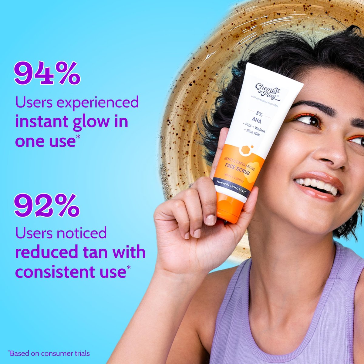 Chemist At Play Gentle Exfoliating Face Scrub with Mandelic Acid & Walnuts – Removes Dead Skin & Blackheads, Detans, Gives Instant Glow, for Women & Men, 100ml - görsel 11