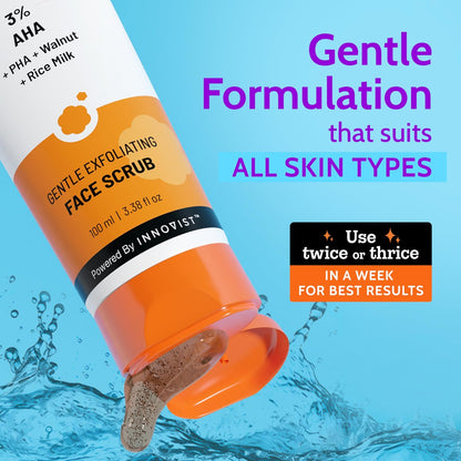 Chemist At Play Gentle Exfoliating Face Scrub with Mandelic Acid & Walnuts – Removes Dead Skin & Blackheads, Detans, Gives Instant Glow, for Women & Men, 100ml