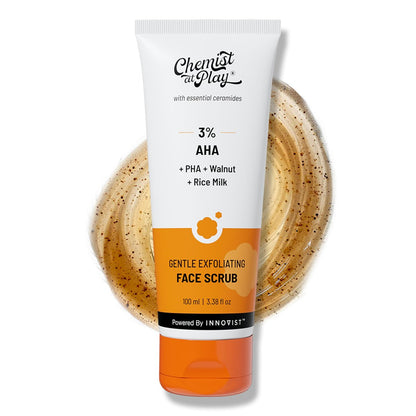 Chemist At Play Gentle Exfoliating Face Scrub with Mandelic Acid & Walnuts – Removes Dead Skin & Blackheads, Detans, Gives Instant Glow, for Women & Men, 100ml