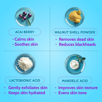 Chemist At Play Gentle Exfoliating Face Scrub with Mandelic Acid & Walnuts – Removes Dead Skin & Blackheads, Detans, Gives Instant Glow, for Women & Men, 100ml