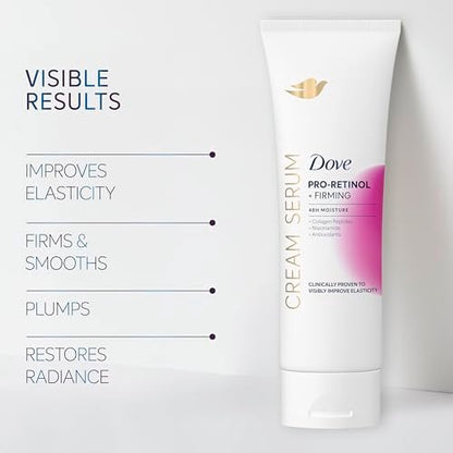 Dove Cream Serum Pro-Retinol + Firming for Elasticity and Firmness, with Collagen Peptides, Niacinamide and Antioxidants Lotion, 8 oz