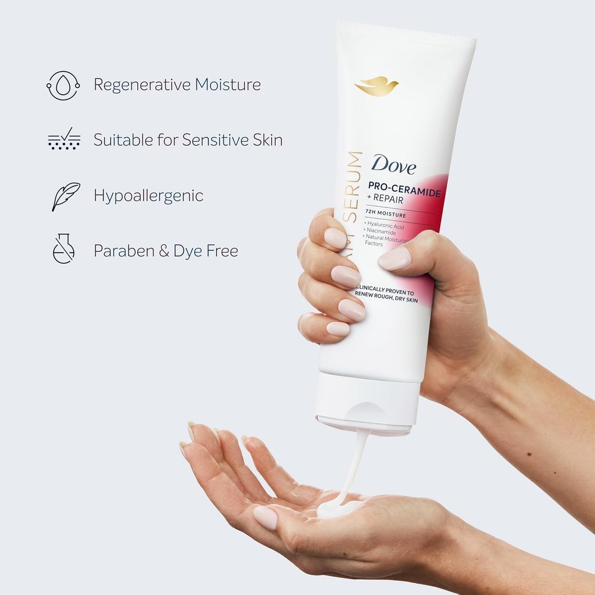 Dove Body Cream Serum Pro-Ceramide + Repair for Rough, Extremely Dry Skin, with Hyaluronic Acid, Niacinamide and Natural Moisturizing Factors Lotion, 8 oz - görsel 16