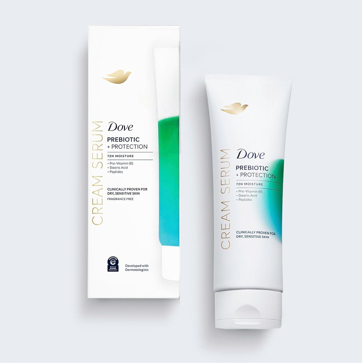 Dove Body Cream Serum Prebiotic + Protection for Dry, Sensitive Skin, with Pro-Vitamin B5, Stearic Acid and Peptides, 8 oz - görsel 5