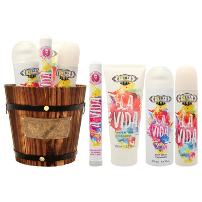 Cuba La Vida for Women - 4 Piece Fragrance Gift Set: Eau de Parfum, Body Spray & Body Lotion