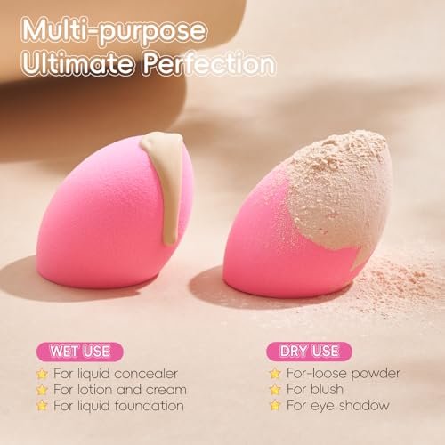 GWT Makeup Sponge Set, 6 Pcs Latex-Free Beauty Blender Sponges for Foundation, Liquid & Cream, Ultra-Soft Wonder Sponges, Multi-Angle Blending, Ideal Stocking Stuffers for Women - görsel 6
