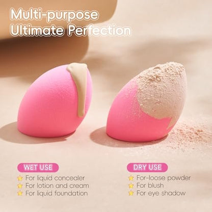 GWT Makeup Sponge Set, 6 Pcs Latex-Free Beauty Blender Sponges for Foundation, Liquid & Cream, Ultra-Soft Wonder Sponges, Multi-Angle Blending, Ideal Stocking Stuffers for Women