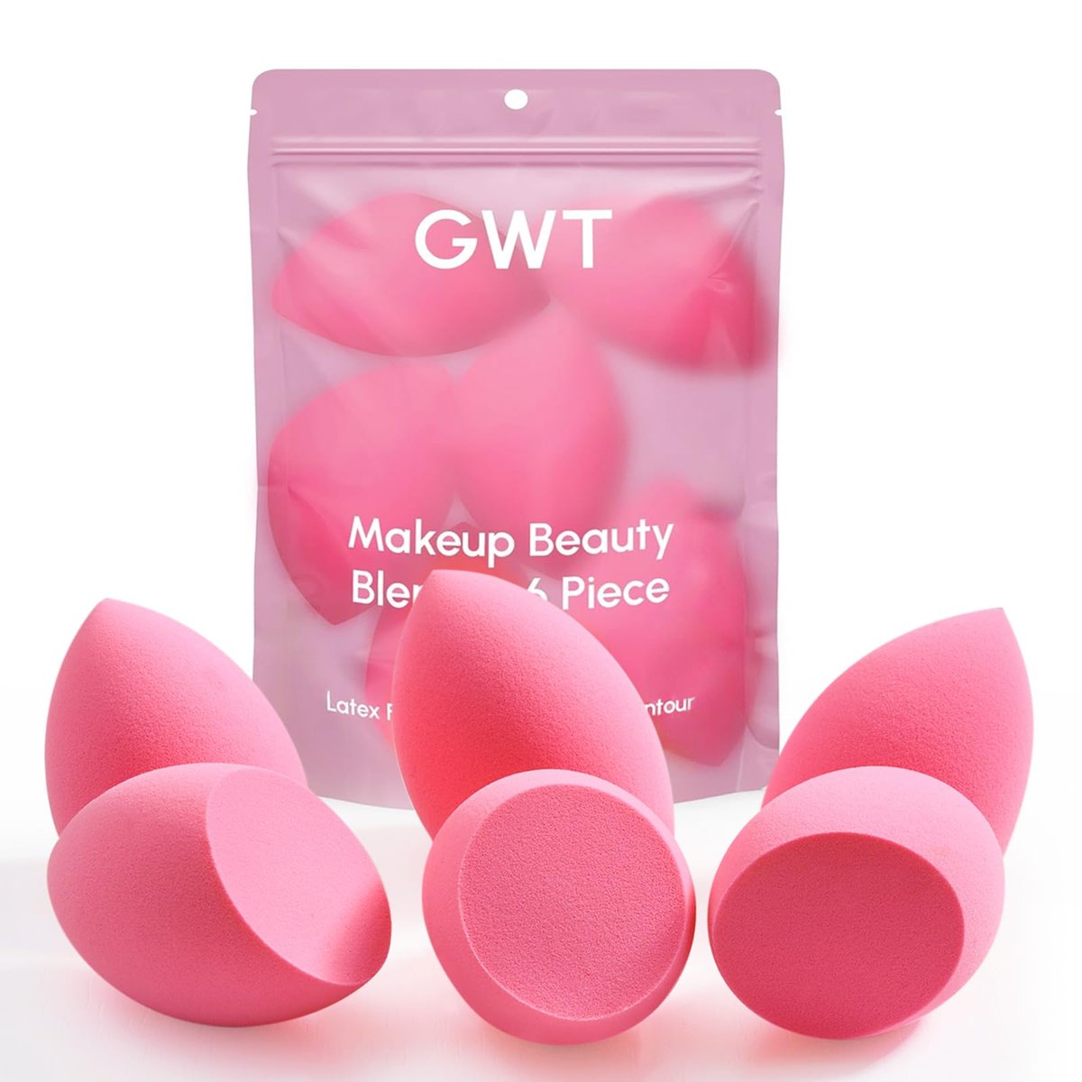 GWT Makeup Sponge Set, 6 Pcs Latex-Free Beauty Blender Sponges for Foundation, Liquid & Cream, Ultra-Soft Wonder Sponges, Multi-Angle Blending, Ideal Stocking Stuffers for Women - görsel 1