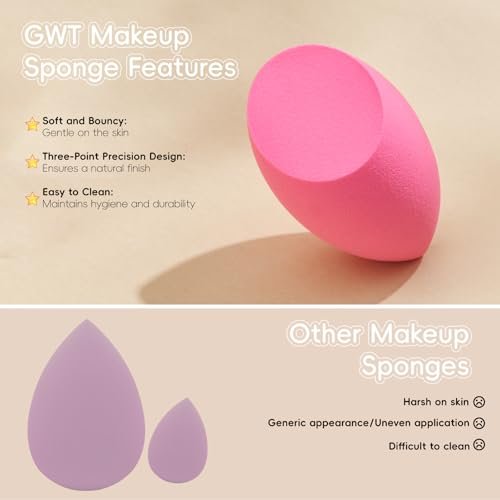 GWT Makeup Sponge Set, 6 Pcs Latex-Free Beauty Blender Sponges for Foundation, Liquid & Cream, Ultra-Soft Wonder Sponges, Multi-Angle Blending, Ideal Stocking Stuffers for Women - görsel 12