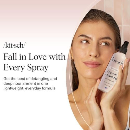 Kitsch Argan Milk Leave In Conditioner Spray – Hair Detangler for Curly, Wavy, Fine, Dry & Damaged Hair – Silicone-Free, 6.3 oz Avelisse