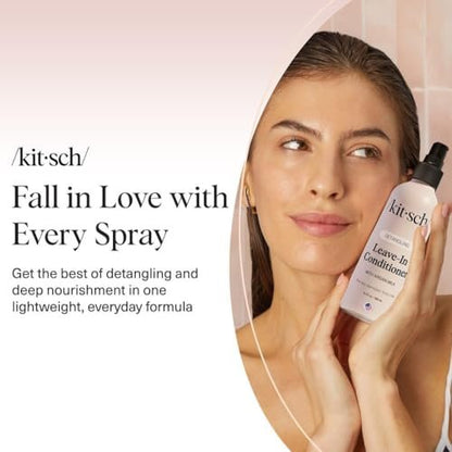 Kitsch Argan Milk Leave In Conditioner Spray – Hair Detangler for Curly, Wavy, Fine, Dry & Damaged Hair – Silicone-Free, 6.3 oz Avelisse