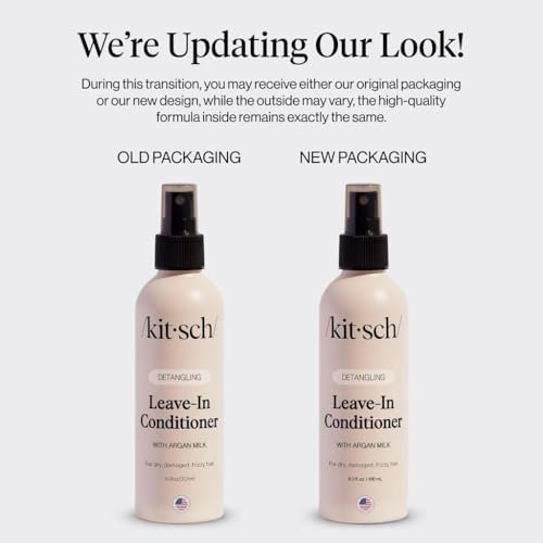 Kitsch Argan Milk Leave In Conditioner Spray – Hair Detangler for Curly, Wavy, Fine, Dry & Damaged Hair – Silicone-Free, 6.3 oz Avelisse