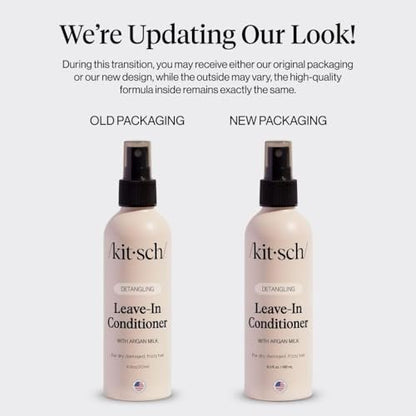 Kitsch Argan Milk Leave In Conditioner Spray – Hair Detangler for Curly, Wavy, Fine, Dry & Damaged Hair – Silicone-Free, 6.3 oz Avelisse