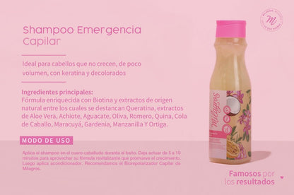 Milagros Shampoo Emergencia Capilar – Natural Hair Growth & Strengthening Shampoo for Colombian Hair Care, 15 Fl Oz Avelisse