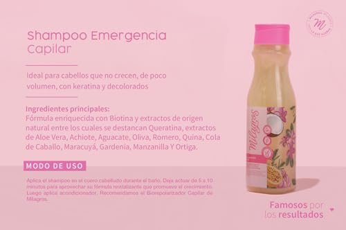 Milagros Shampoo Emergencia Capilar – Natural Hair Growth & Strengthening Shampoo for Colombian Hair Care, 15 Fl Oz Avelisse