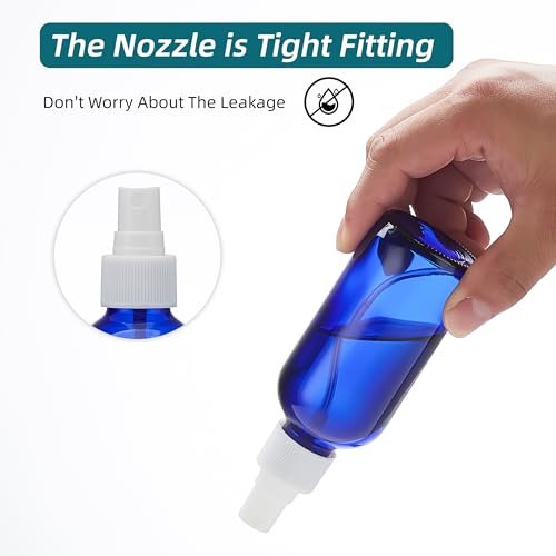 Bastelica Cobalt Blue Glass Spray Bottles 4 oz - Fine Mist Sprayers for Essential Oils, Face, Hair, Plants, Travel, Perfumes, Cleaning - 4 Pack - görsel 10